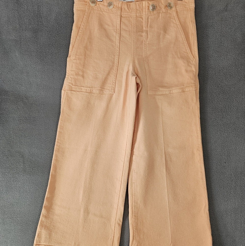 Anthropologie Pilcro The Kit High Rise Crop Pants Size 27 Coral Casual Wide Leg